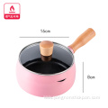 Natural wood handle drum luminum non-stick milk pan